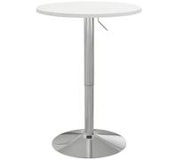 HOMCOM Table de Bar Ronde Table Haute Cuisine Mange-Debout réglable en Hauteur 69-91 cm avec Plateau pivotante à 360° Base en Acier Blanc et argenté