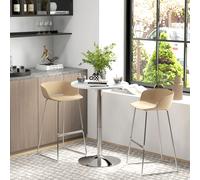 HOMCOM Table de bar ronde table haute cuisine réglable en hauteur 69-91 cm plateau pivotante à 360° blanc et argenté