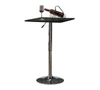 HOMCOM Table de bar table bistrot carré hauteur réglable base ronde métal chromé panneaux MDF 60 x 60 x 82-103 cm noir et argent