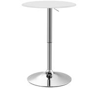 HOMCOM Table de Bar Table Bistro Hauteur Réglable 67-93 cm Ø 63 cm Blanc