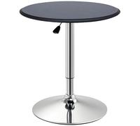 HOMCOM Table de Bar Table Bistro Mange-Debout Chic Style Contemporain Table Ronde Hauteur réglable 67-93 cm Ø 63 cm Plateau pivotant 360° métal chromé PVC Noir