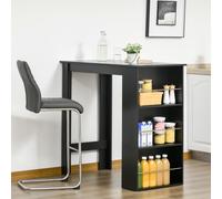 HOMCOM Table de bar table haute de cuisine mange-debout comptoir - dim. 112L x 57l x 106H cm - 3 étagères - noir