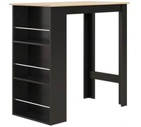 HomCom Table de bar haute de cuisine mange-debout 112 x 57 x 106 cm – 3 étagères – Noir