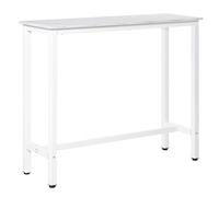 HOMCOM Table de Bar Table Haute de Cuisine Mange-Debout - dim. 120L x 40l x 100H cm - châssis piètement Acier, Plateau Aspect marbre Blanc