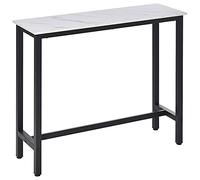 HOMCOM Table de Bar Table Haute de Cuisine Mange-Debout - dim. 120L x 40l x 100H cm - châssis piètement Acier, Plateau Aspect marbre Blanc