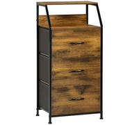 HOMCOM Meuble de rangement colonne style industriel 3 tiroirs MDF 44x29x92 cm Marron