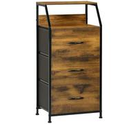 HOMCOM Meuble de rangement colonne style industriel 3 tiroirs MDF 44x29x92 cm Marron