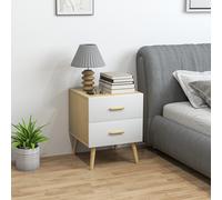 HOMCOM Table de Chevet avec 2 Tiroirs en Bois de Style Scandinave, 40x40x50 cm, Chêne