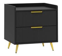 HOMCOM Table de Chevet avec 2 tiroirs, Table d'appoint avec Pieds en métal pour Chambre à Coucher, Salon, Noir