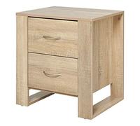 HOMCOM Table de Chevet avec 2 tiroirs, Table de Chevet avec poignées et Base surélevée, Table d'appoint pour Chambre à Coucher, Salon, Marron
