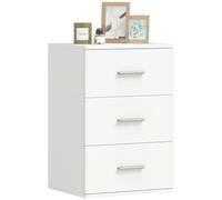 HOMCOM Table de Chevet avec 3 tiroirs, Commode d'appoint pour Chambre à Coucher, Table d'appoint pour Salon, MDF, Blanc