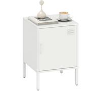 HOMCOM Table de Chevet avec étagère réglable, Cadre en Acier, Table de Chevet Moderne pour Chambre à Coucher, Salon, Blanche, 40 x 40 x 56 cm