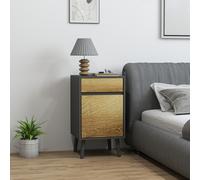 HOMCOM Table de Chevet avec Tiroir et Armoire Moderne Sans Poignées, 40x39x69 cm, Gris Foncé et Bois