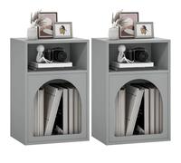 HOMCOM Lot de 2 Tables de Chevet, Table de Nuit avec Compartiments Ouverts, Design arqué, Chevet de lit pour Chambre à Coucher, Salon, 40 x 30 x 60 cm, Gris