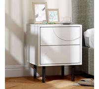 HOMCOM Table de chevet étroite, table d'appoint avec 2 tiroirs à ouverture par pression, pieds en acier, 40 x 40 x 50 cm, blanc