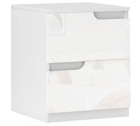 HOMCOM Table de Chevet, Meuble de Chevet avec 2 tiroirs, Table d'appoint Moderne avec Rangement pour Chambre à Coucher, Salon, Blanc Brillant