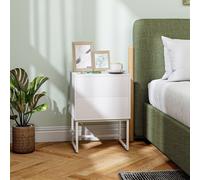 HOMCOM Table de Chevet Moderne à 2 Tiroirs avec Ouverture par Pression, Panneaux de Fibres de Bois et Acier, 40x30x50 cm, Blanc