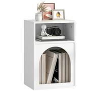 HOMCOM Table de chevet moderne avec 2 compartiments ouverts, design unique en arche, table d'appoint pour salon, chambre à coucher, blanc