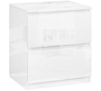 HOMCOM Table de chevet moderne avec 2 tiroirs, table d'appoint pour chambre à coucher, salon, 40 x 34 x 45 cm, blanc brillant