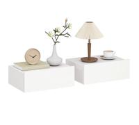 HOMCOM Tables de chevet murales – Lot de 2 – tiroir coulissant, plateau – panneaux particules blanc