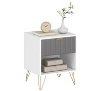 HOMCOM Table de Chevet, Table d'appoint Moderne avec Compartiment Ouvert, tiroir et poignée, Pieds en Acier, pour Chambre à Coucher, Salon, Blanc