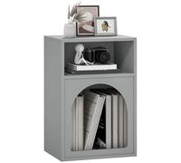 HOMCOM Table de Chevet, Table de Chevet Moderne avec 2 Compartiments Ouverts et Un Design Unique en Forme d'arche, Table d'appoint pour Le Salon, la Chambre, Gris