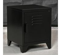 HOMCOM Table de chevet Table de chevet Table d'appoint avec étagère réglable Porte Table de nuit Design industriel Métal Noir 50 x 40 x 47,5 cm