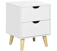 HomCom Table de chevet scandinave 2 tiroirs 40x35x50,5 cm Blanc