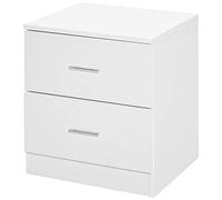 HOMCOM Table de Chevet, Table de Nuit, 2 tiroirs, poignée en Alliage d'aluminium, Design Moderne, Table d'appoint, Bout de canapé, 45 x 39,5 x 49 cm, Blanc
