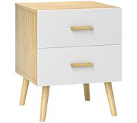 HOMCOM Table de Chevet, Table de Nuit avec 2 tiroirs, Style Moderne, pour Chambre à Coucher, Salon, 40 x 40 x 50 cm, chêne