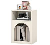 HOMCOM Table de chevet, table de nuit avec compartiments ouverts, design arqué, 40 x 30 x 60 cm, crème