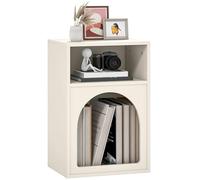 HOMCOM Table de Chevet, Table de Nuit avec Compartiments Ouverts, Design arqué, Chevet de lit pour Chambre à Coucher, Salon, 40 x 30 x 60 cm, crème