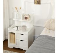 HOMCOM Table de chevet table de nuit avec rangement 2 tiroirs étagère supérieure 40 x 30 x 60 cm blanc