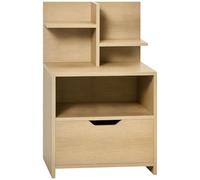 HOMCOM Table de Chevet Table de Nuit avec tiroir, Niche et étagères de Rangement Effet Bois - 45 x 35 x 73 cm Naturel