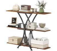 HOMCOM Table de Consola Table de Canapé avec 2 Étagères Ouvertes et Structure Métallique en X Style Industriel Marron Rustique