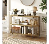 HOMCOM Table de Console en Corde de Papier Tressé à la Main Cadre en Acier Style Bohème 124x43,5x80 cm Naturel