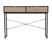 HOMCOM Table de console étroite Console d'entrée Table de canapé avec 2 tiroirs Design à lignes sculptées style moderne pour couloir, entrée, salon, chambre Noir et chêne