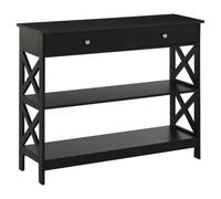 HOMCOM Table de Console Néo-Rétro 2 Tiroirs 100L x 30.5l x 80H cm Noir | Table d'Entrée, 2 Étagères, MDF