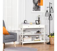 HOMCOM Table de console table d'entrée style table de drapier néo-rétro 2 tiroirs 2 étagères dim. 100L x 30.5l x 80H cm en bois Blanc Description:Cette splendide console style table de drapier néo-rét