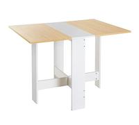 HomCom Table de cuisine pliante 103 × 76 × 74 cm (L×l×H) Bois bicolore chêne et blanc