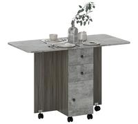 HOMCOM Table de Cuisine Pliable Table à Manger Pliante 2 Plateaux rabattables avec 2 tiroirs 1 Placard et 1 étagère de Rangement 120 x 60 x 76,5 cm - Gris