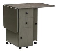 HOMCOM Table de Cuisine Pliable Table à Manger Pliante 2 Plateaux rabattables avec 2 tiroirs 1 Placard et 1 étagère de Rangement 120 x 60 x 76,5 cm - Gris foncé
