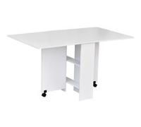 HOMCOM Table de cuisine salle a manger pliable amovible tres pratique en panneaux de particules Blanc G