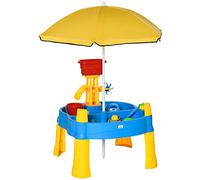 HOMCOM Table de jeu pour enfants avec parasol - 25 pièces - Multicolore - 72,5 x 78 x 81,5 cm