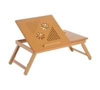 HomCom Table de lit pour ordinateur – Bambou pliable réglable avec tiroir 55×35×22–32,5 cm naturel
