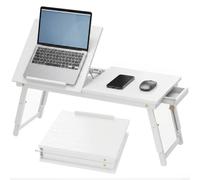 HOMCOM Table de Lit Pliable et Réglable 83,5l x 33P x 23,5-34H cm Blanc