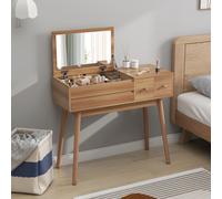 HOMCOM Table de Maquillage avec Miroir à Lumières LED et Espace de Rangement en Bois, 100x40x87 cm