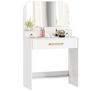 HOMCOM Table de Maquillage avec Miroir arqué 3tiroirs 80x40x135 cm Blanc