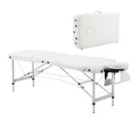 Table De Massage Pliable 3 Zones Hauteur Réglable Dim. 215l X 60l X 61-84h Cm Alu. Synthétique Pvc Blanc