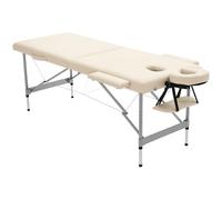 HOMCOM Table de massage pliable avec hauteur réglable en 7 positions, appuie-tête et cadre en alliage d'aluminium pour la physiothérapie Charge 130 kg 186x71x62-83 cm Beige